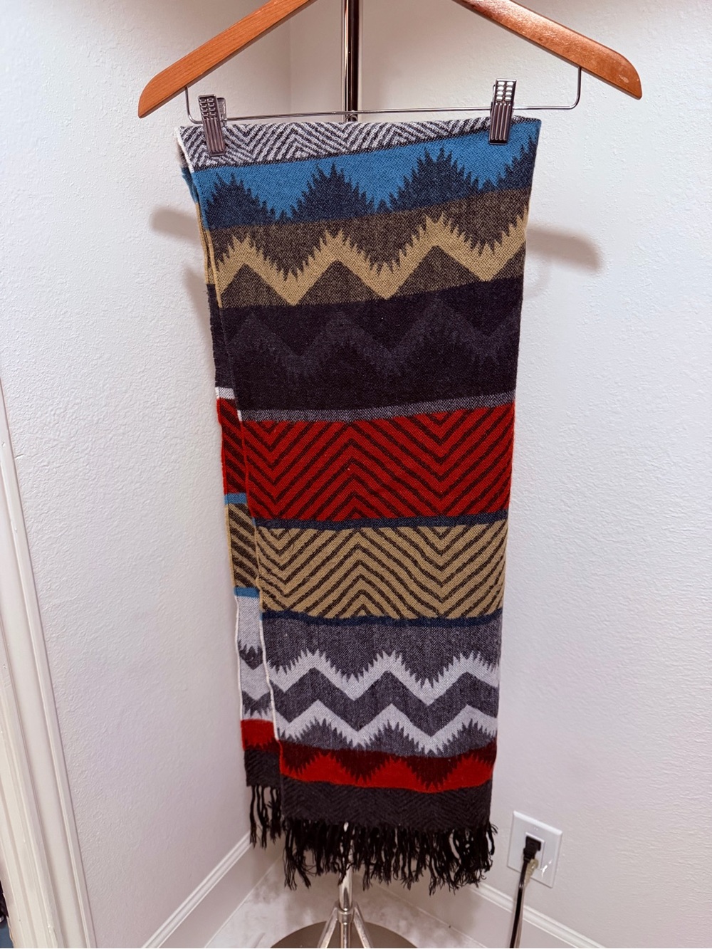 Multi-Color Zigzag Pattern Blanket Scarf Geometric Southwest Boho